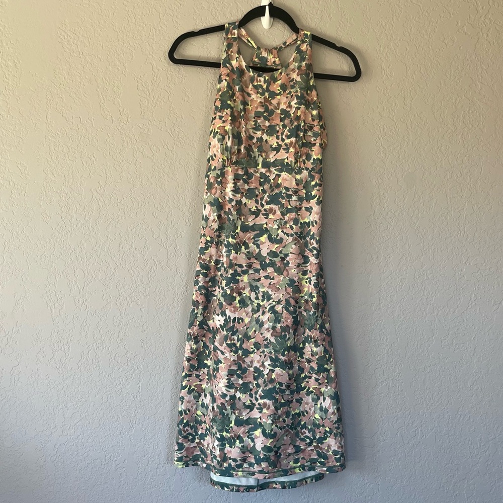 Prana Jewel Lake Summer Athletic Dress White Garden Green Floral Size M - Picture 3 of 10